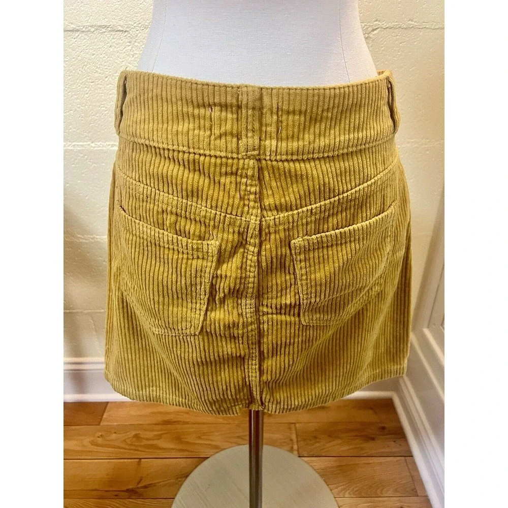 Mustard Yellow‎ Pacsun Corduroy Mid Skirt Size 28 100% Cotton